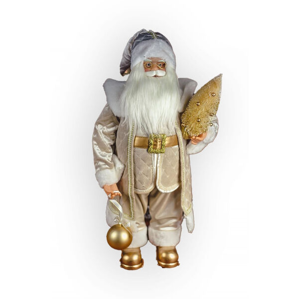 Papai Noel Branco E Dourado Luxo 80 Cm | Natal Formosinha